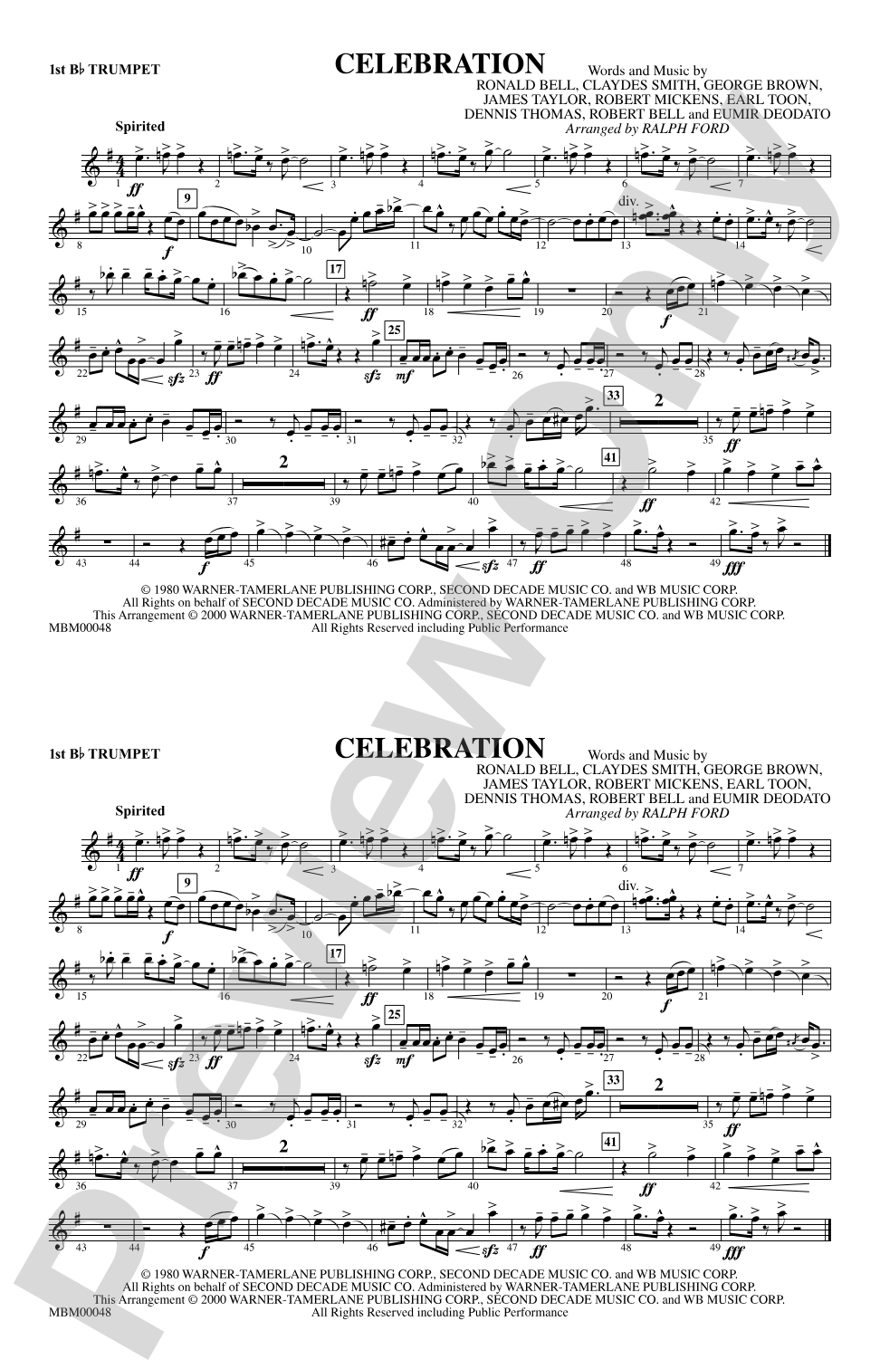 Celebration: 1st B-flat Trumpet
