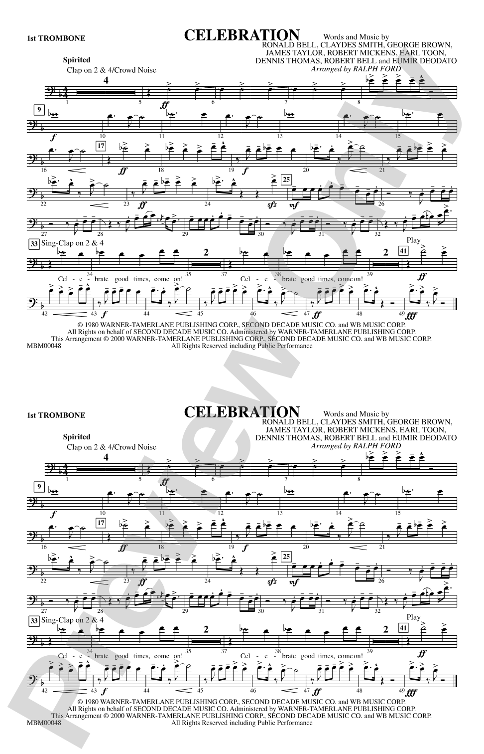 Celebration: 1st Trombone