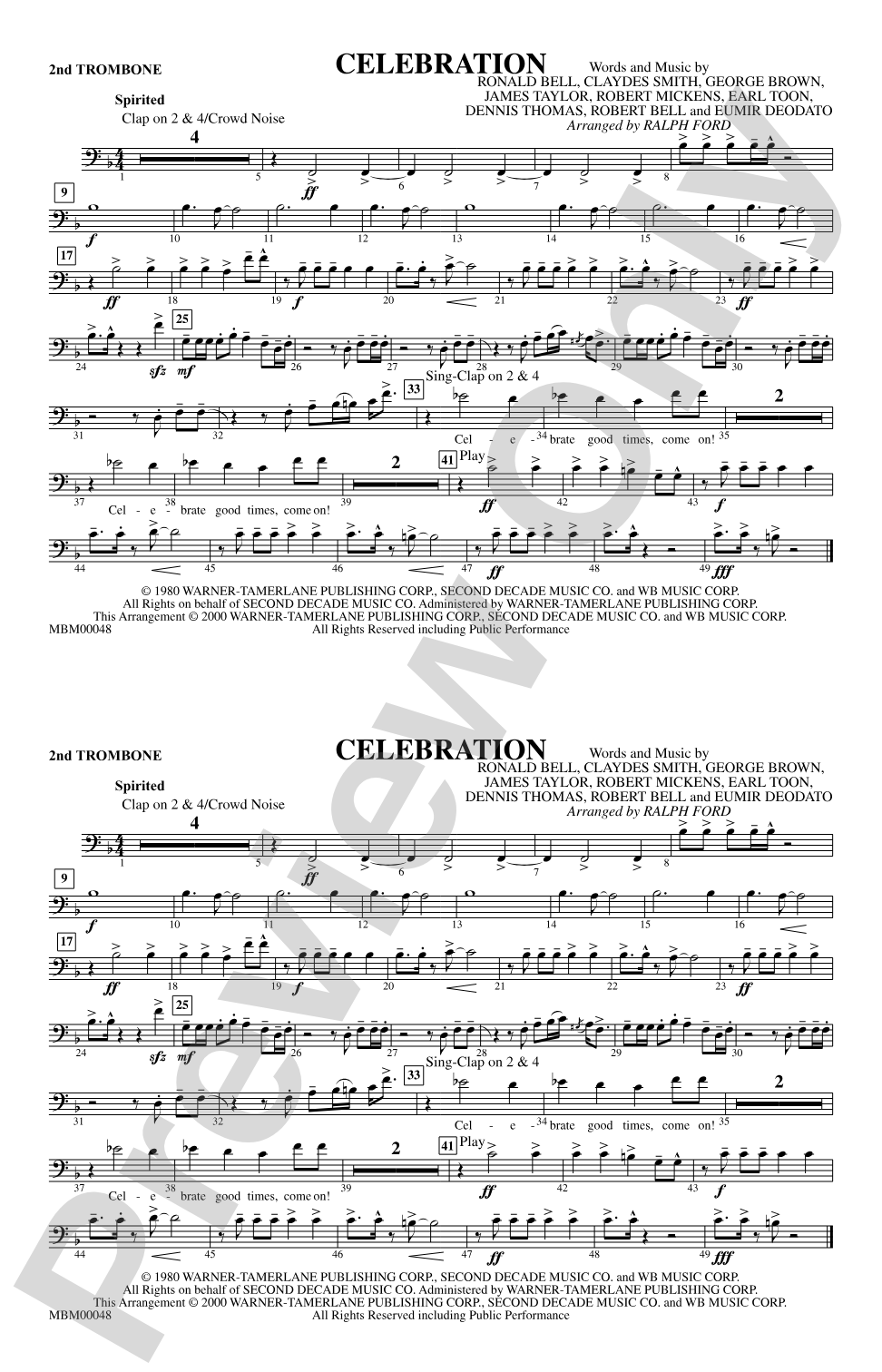 Celebration: 2nd Trombone