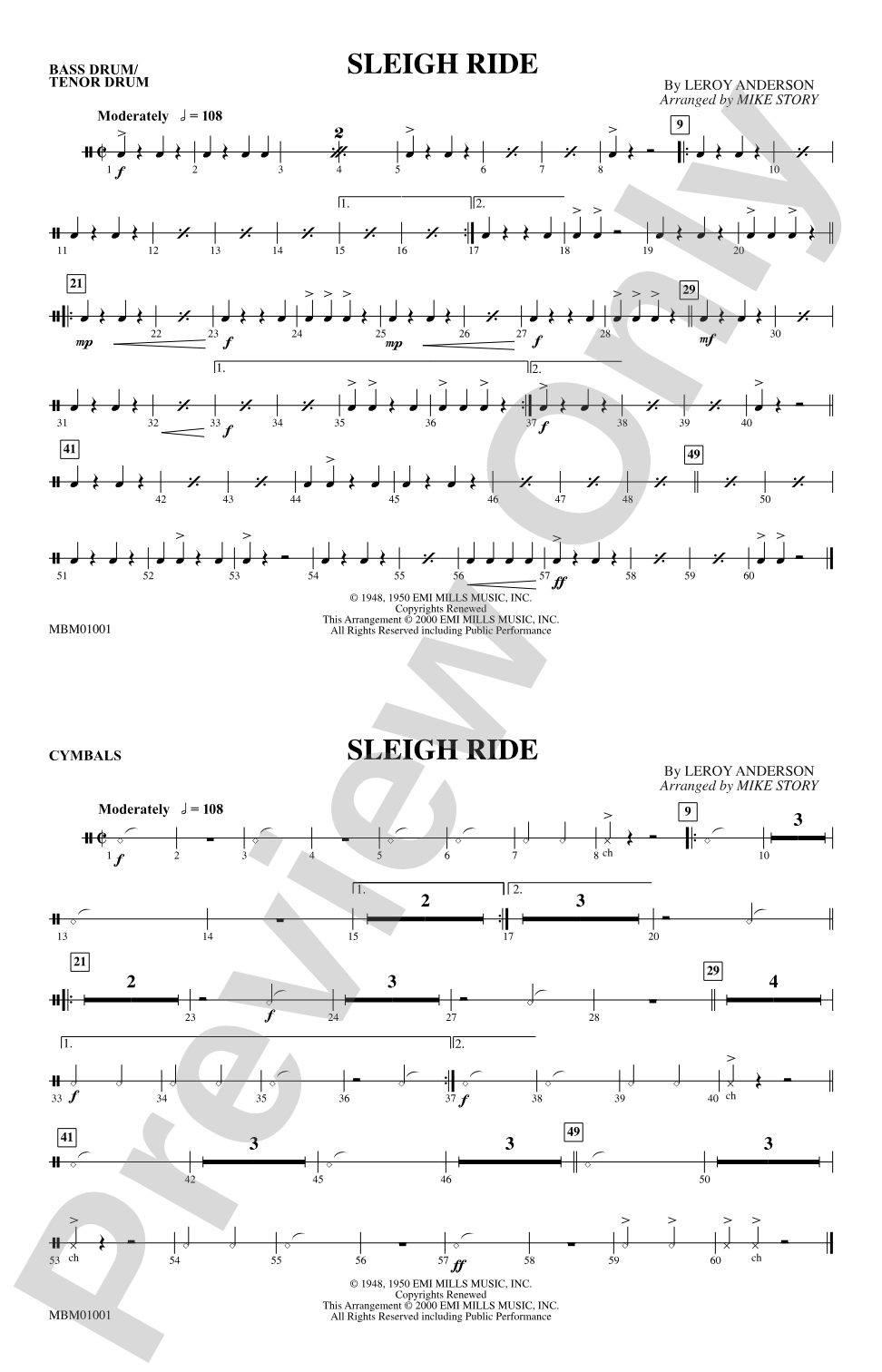 Sleigh Ride: Bass Drum/Tenor Drum