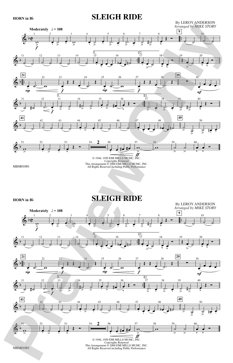 Sleigh Ride: Horn in B flat
