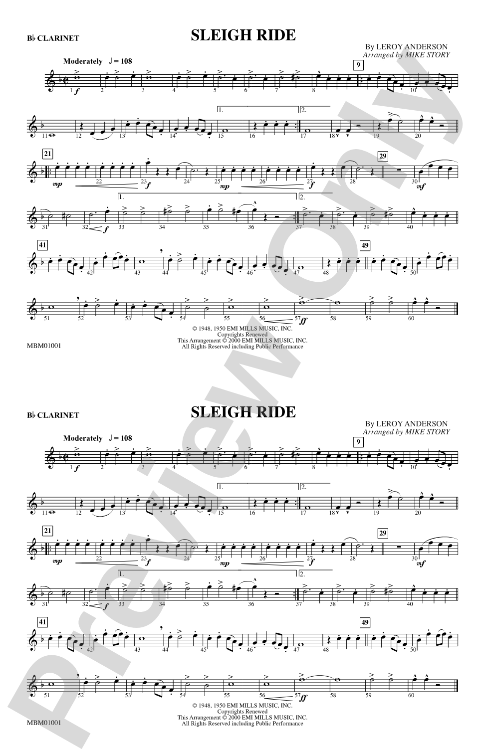 Sleigh Ride: 1st B-flat Clarinet