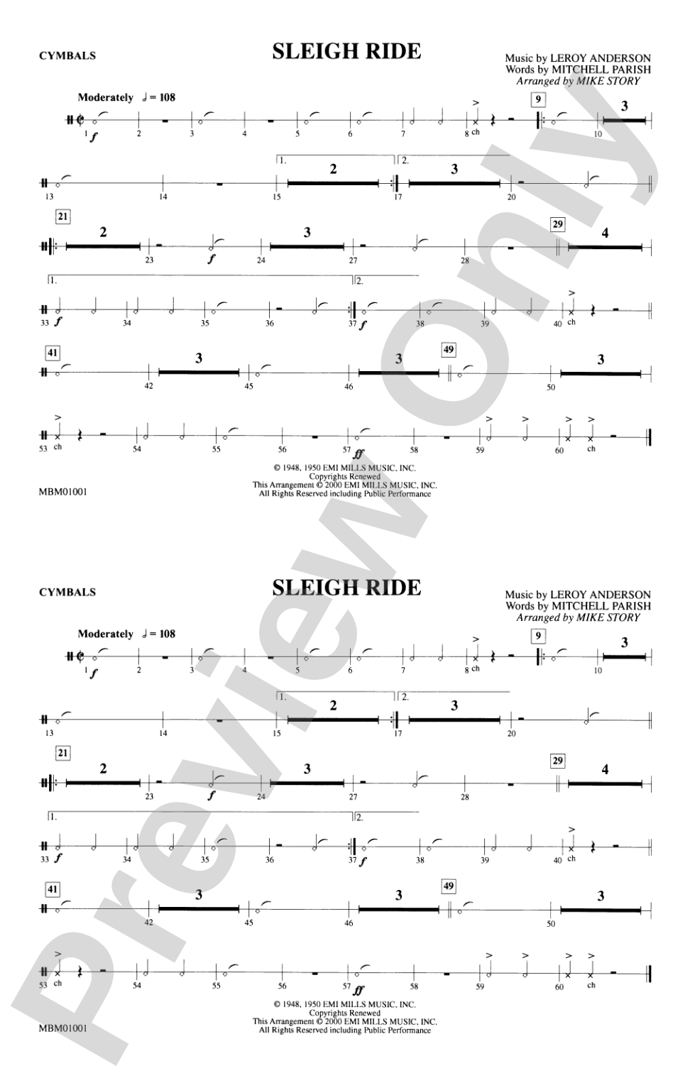 Sleigh Ride: Cymbals