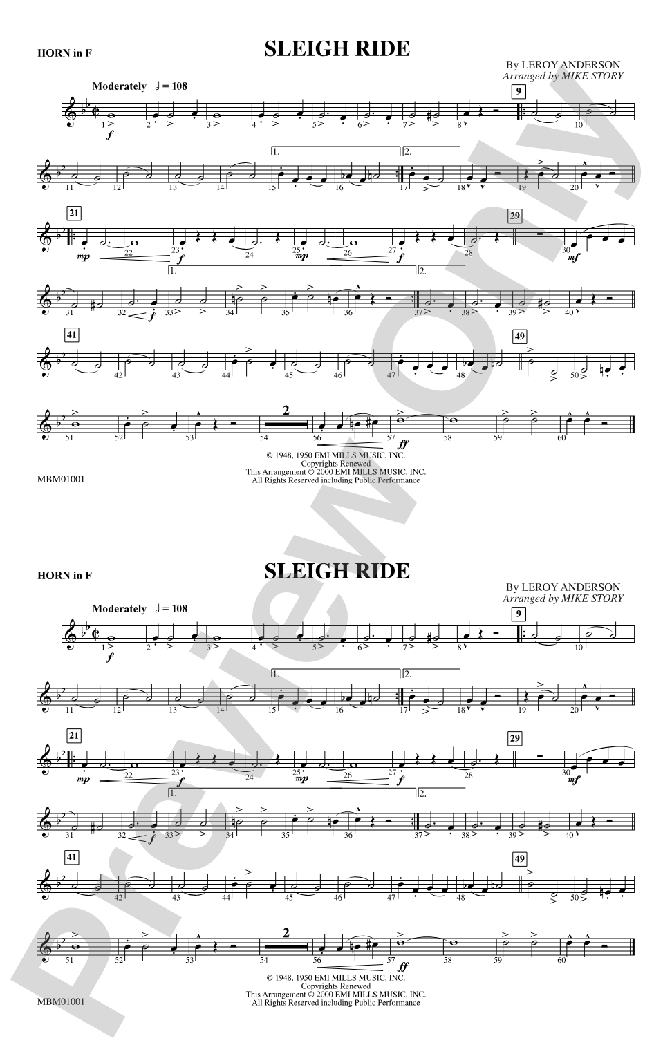 Sleigh Ride: 1st F Horn