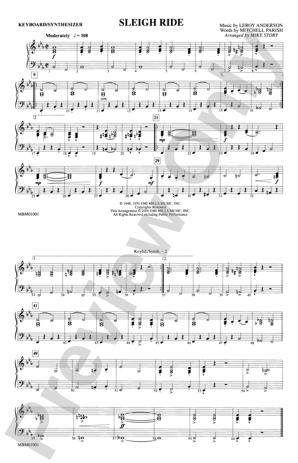 Sleigh Ride: Keyboard/Synthesizer