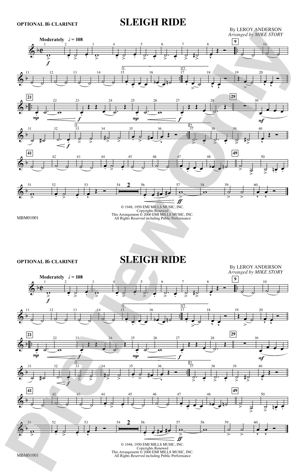 Sleigh Ride: Optional Bb Clarinet
