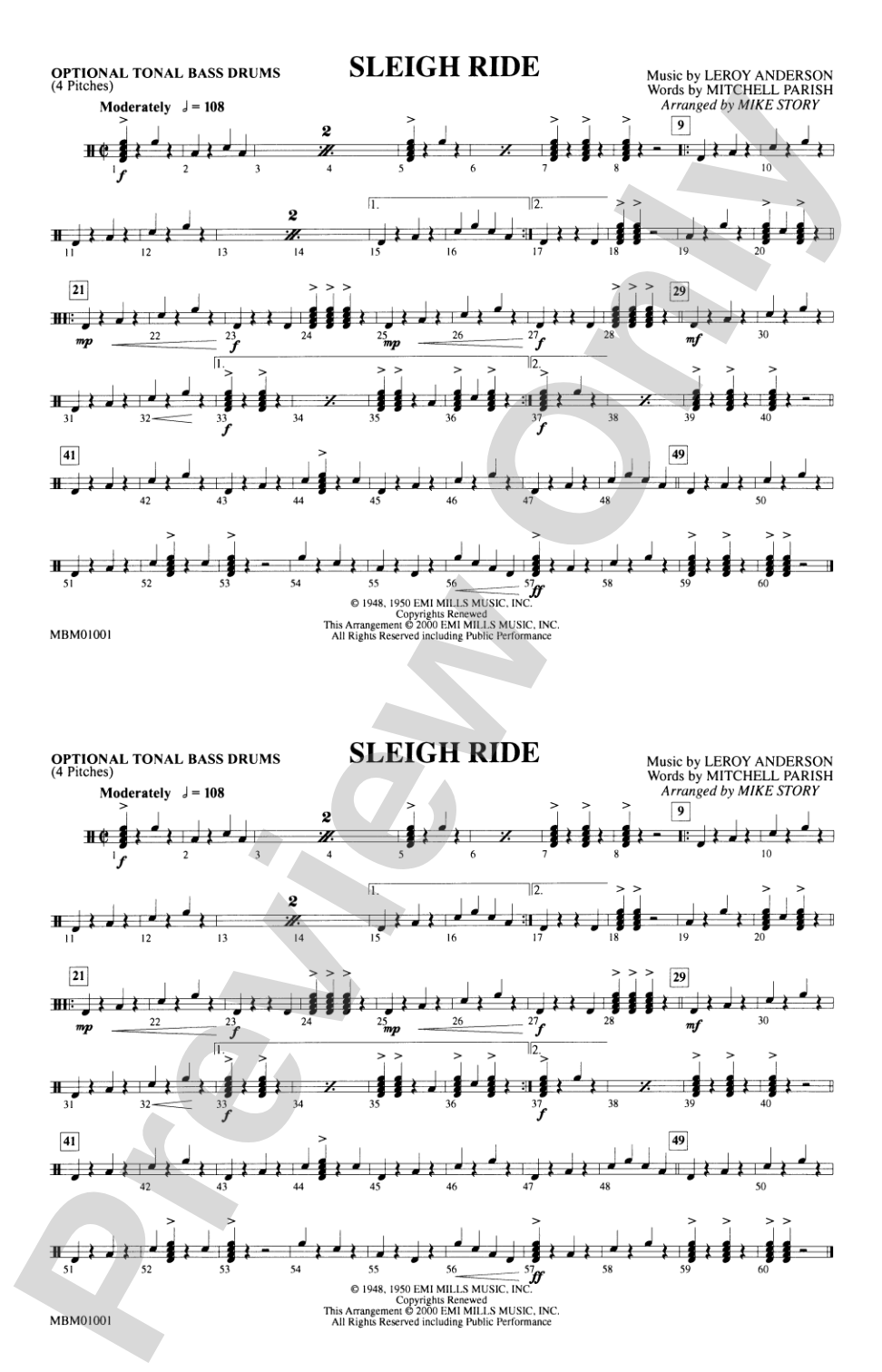 Sleigh Ride: Tonal Bass Drum