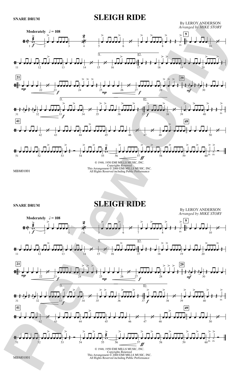 Sleigh Ride: Snare Drum