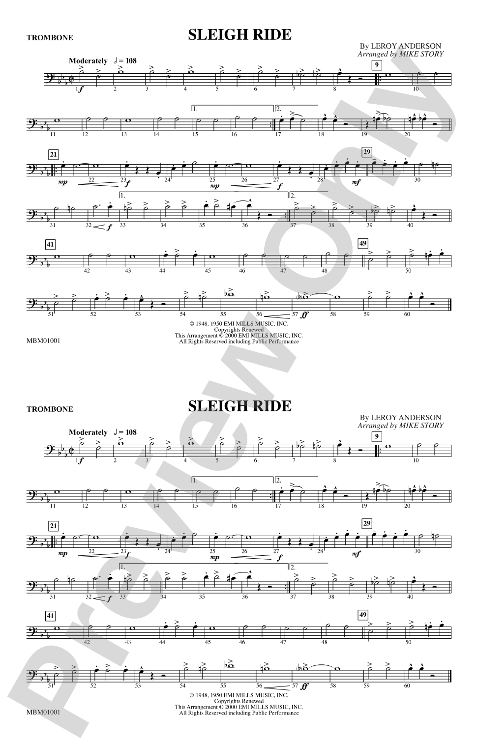 Sleigh Ride: 1st Trombone