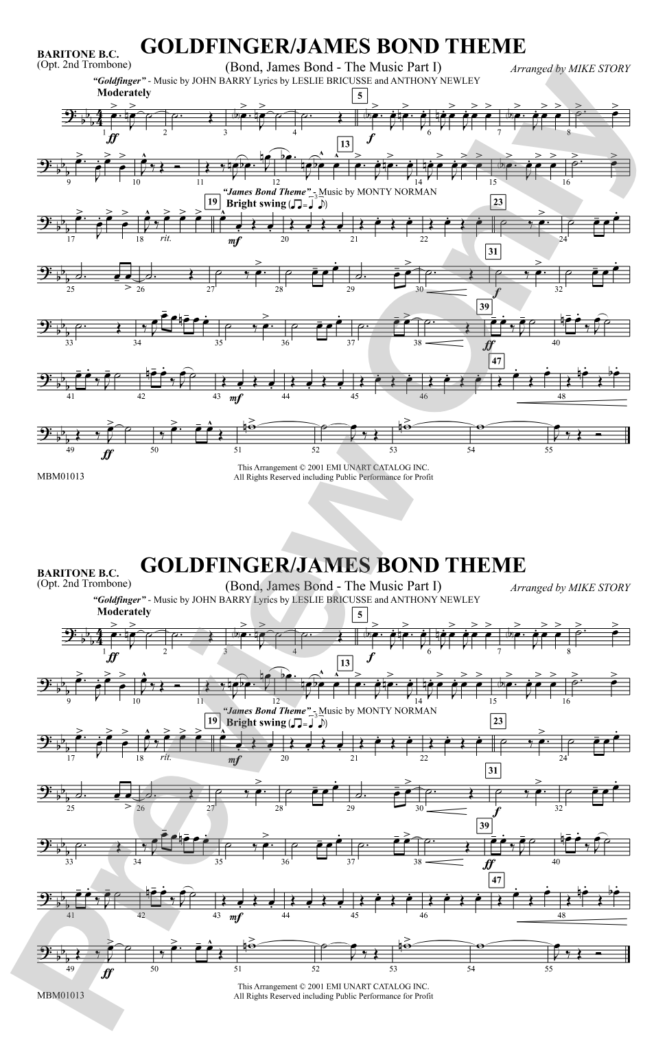 Goldfinger / James Bond Theme: Baritone B.C.