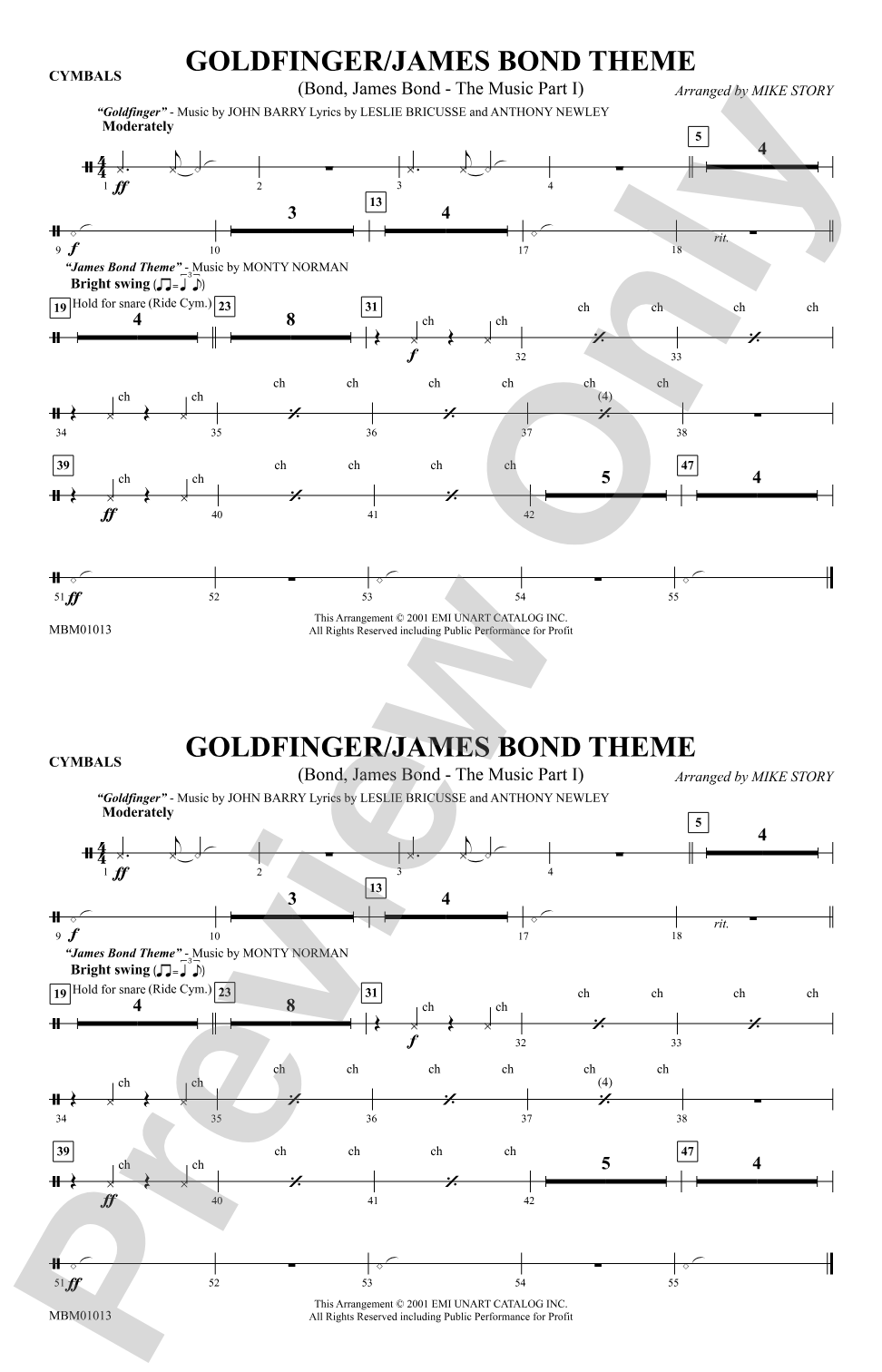 Goldfinger / James Bond Theme: Cymbals