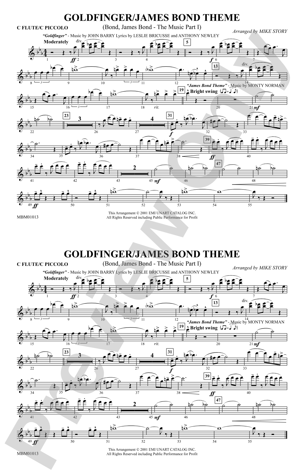 Goldfinger / James Bond Theme: Flute