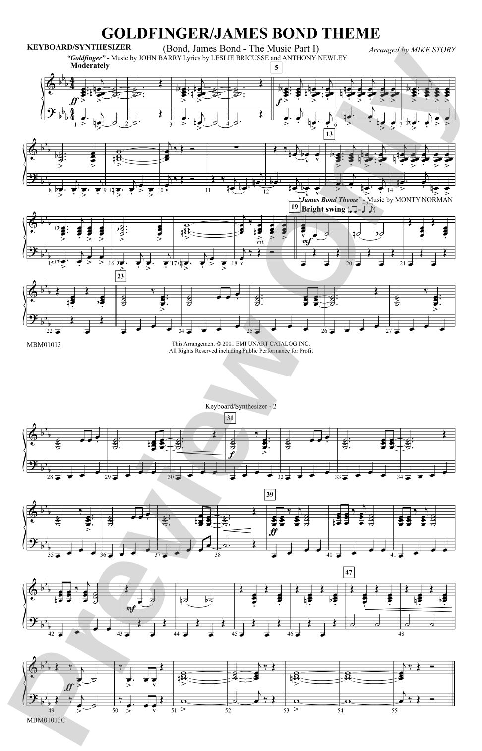 Goldfinger / James Bond Theme: Keyboard/Synthesizer