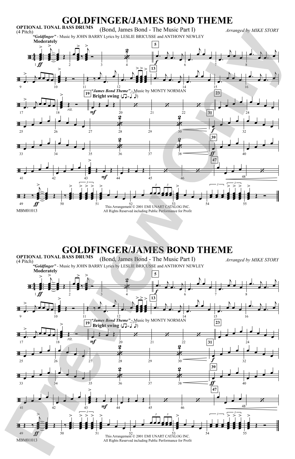 Goldfinger / James Bond Theme: Tonal Bass Drum