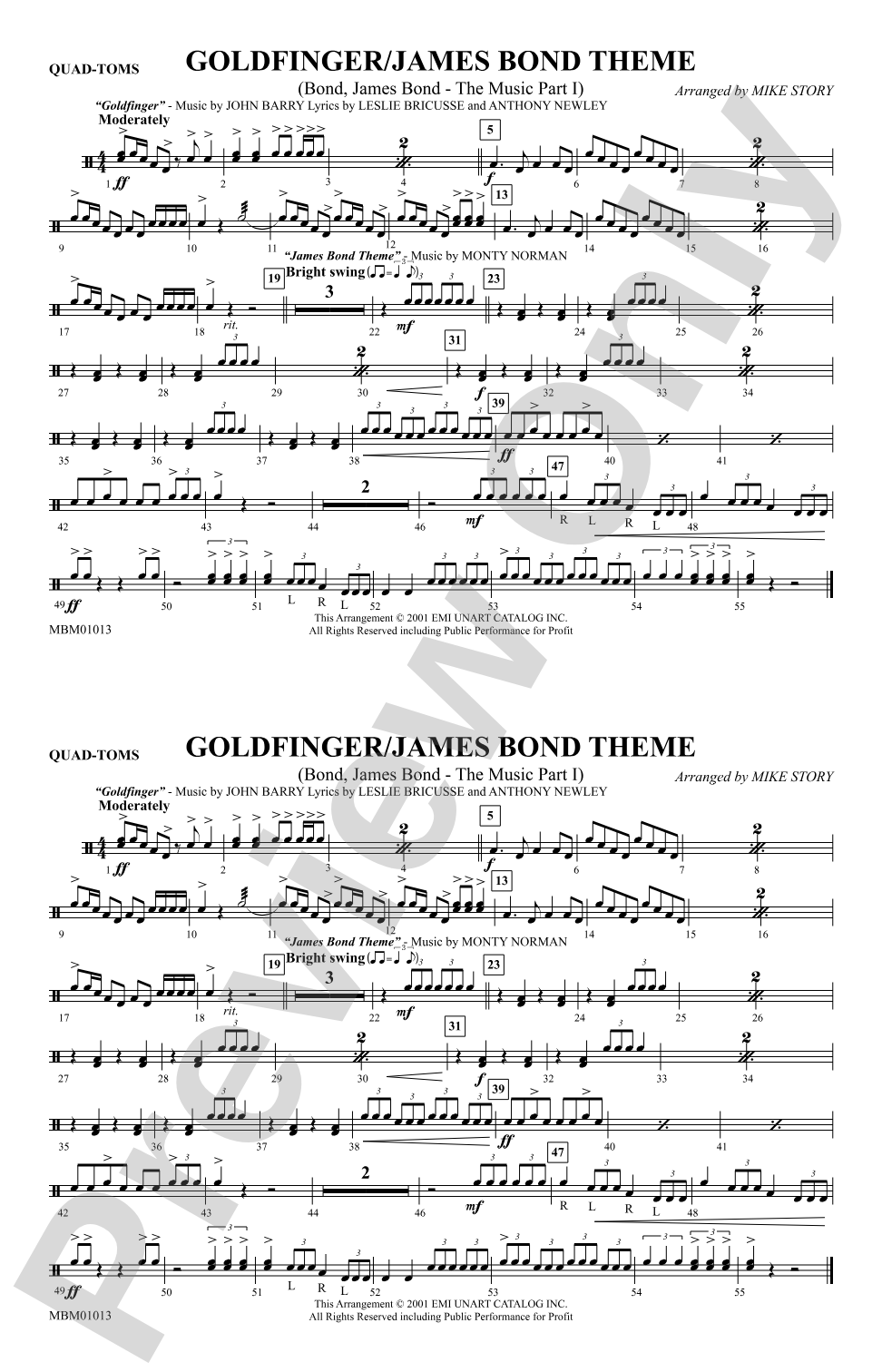 Goldfinger / James Bond Theme: Quad-Toms