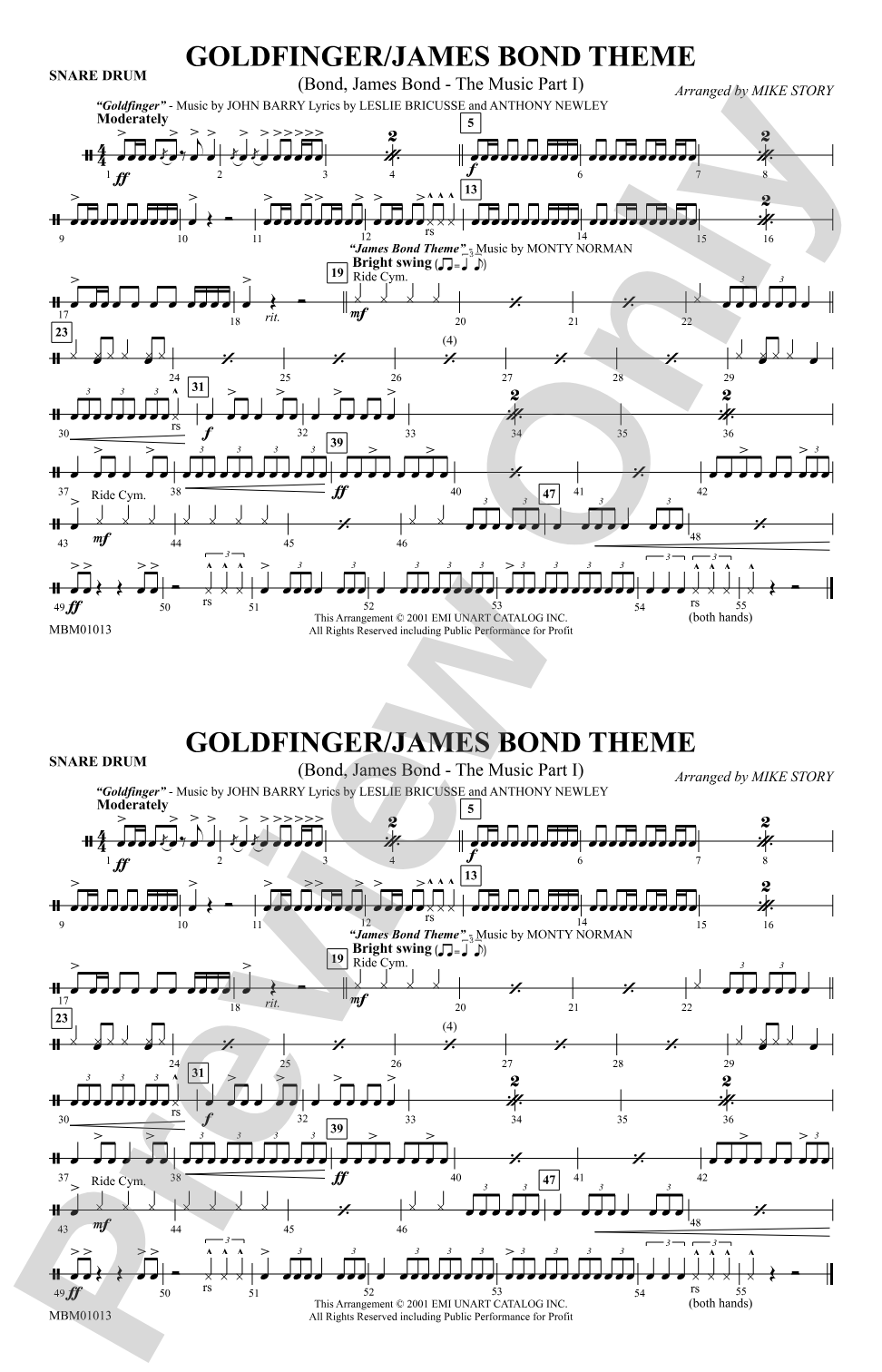 Goldfinger / James Bond Theme: Snare Drum