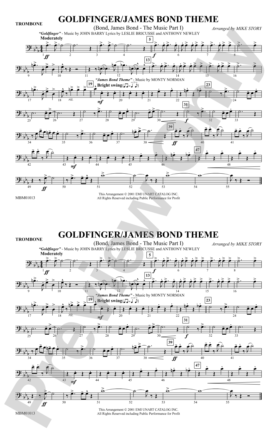 Goldfinger / James Bond Theme: 1st Trombone