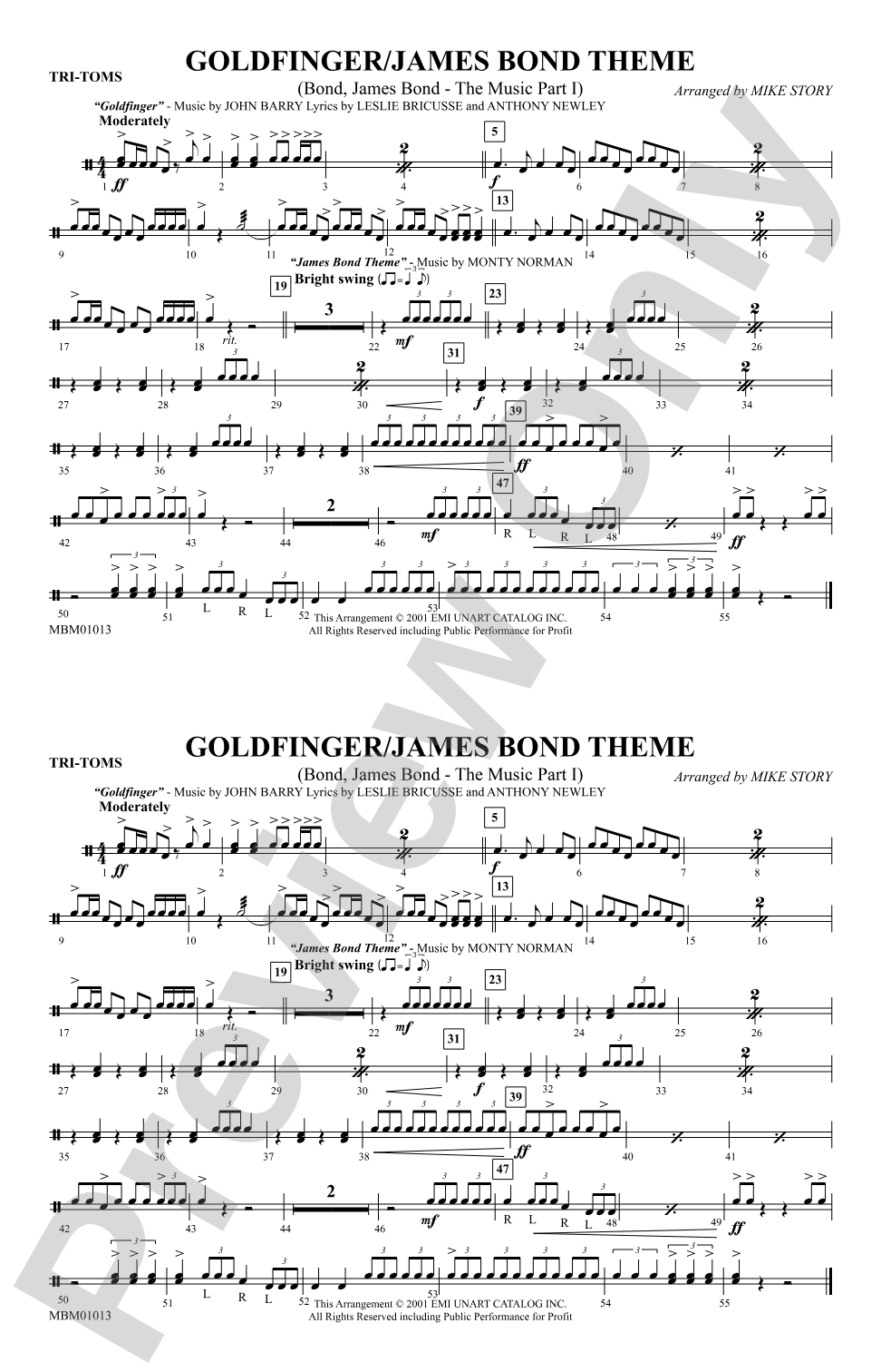 Goldfinger / James Bond Theme: Tom-Toms