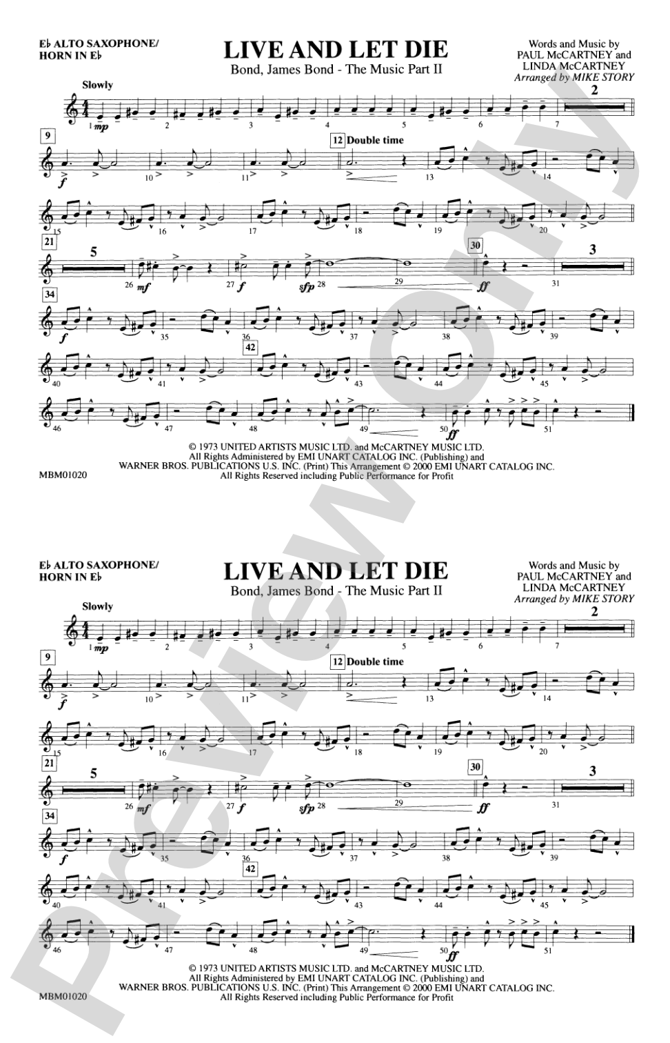 Live and Let Die: E-flat Alto Saxophone