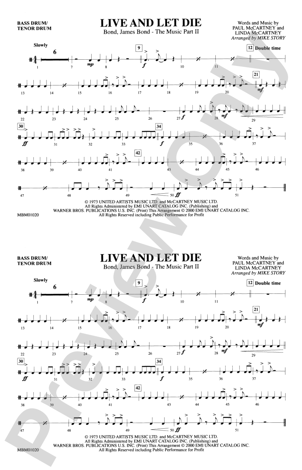 Live and Let Die: Bass Drum/Tenor Drum