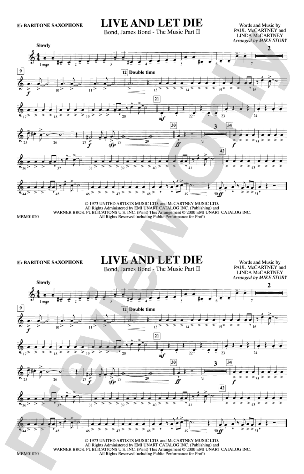 Live and Let Die: E-flat Baritone Saxophone