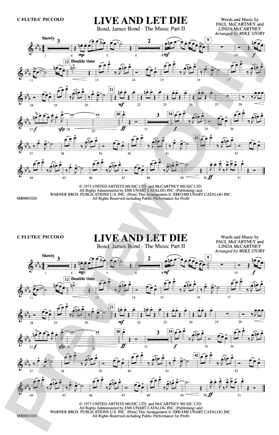 Live and Let Die: Flute