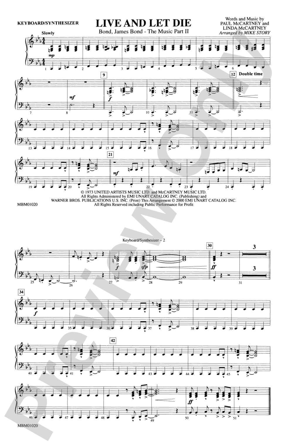 Live and Let Die: Keyboard/Synthesizer