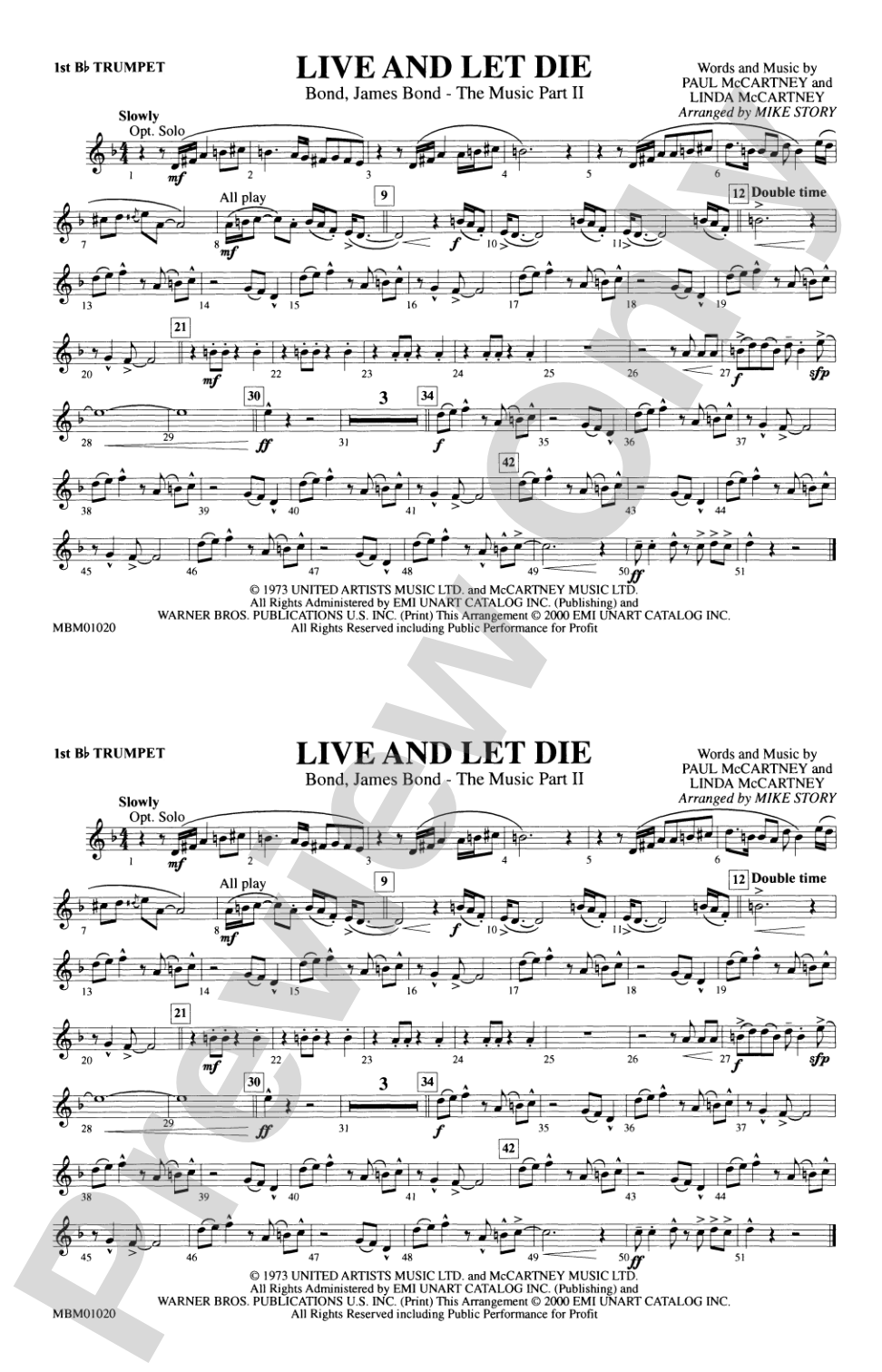 Live and Let Die: 1st B-flat Trumpet