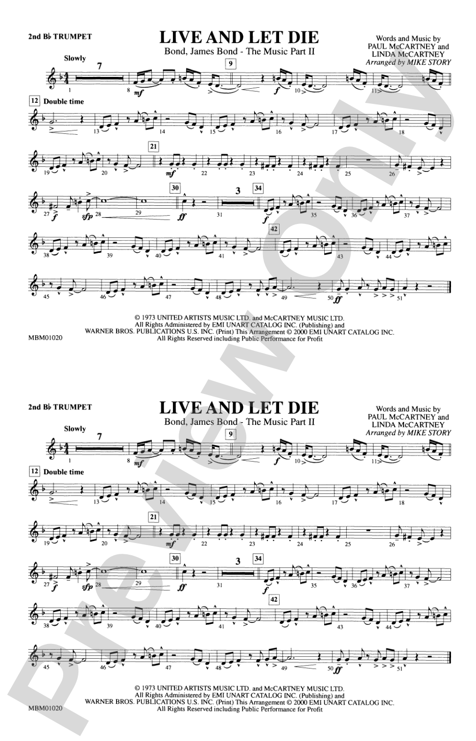 Live and Let Die: 2nd B-flat Trumpet