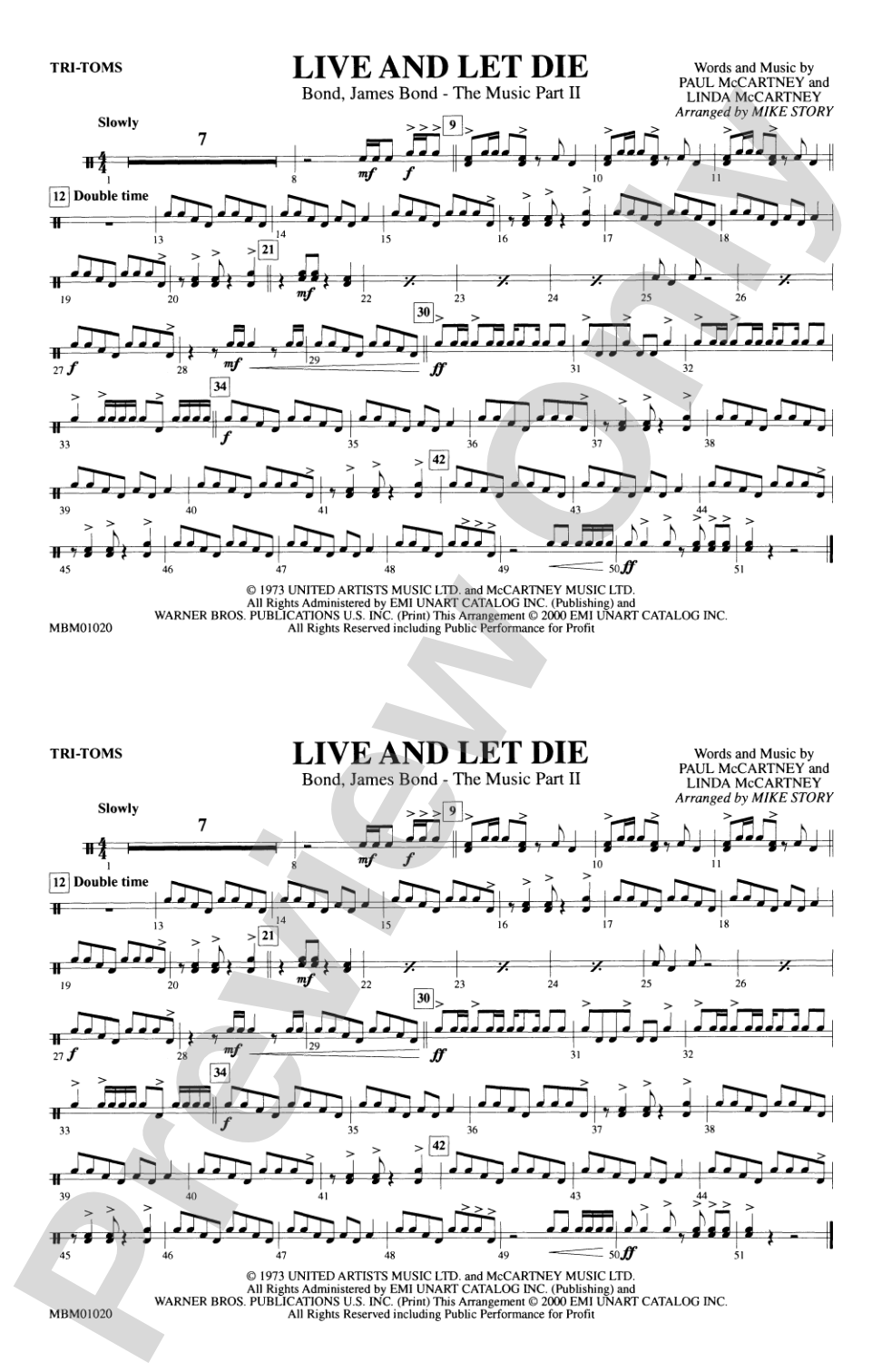 Live and Let Die: Tom-Toms