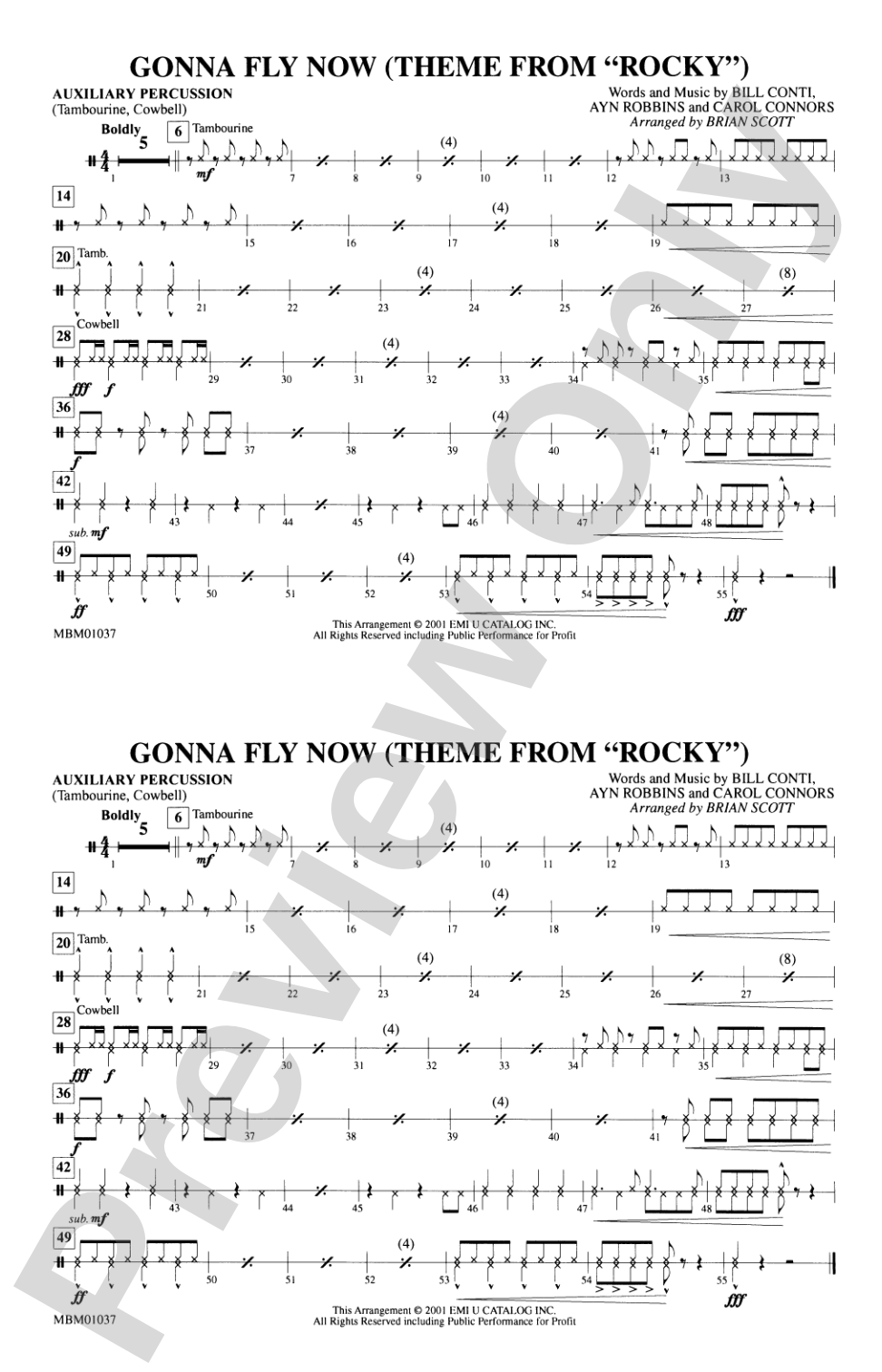 Gonna Fly Now (Theme from Rocky): Auxiliary Percussion