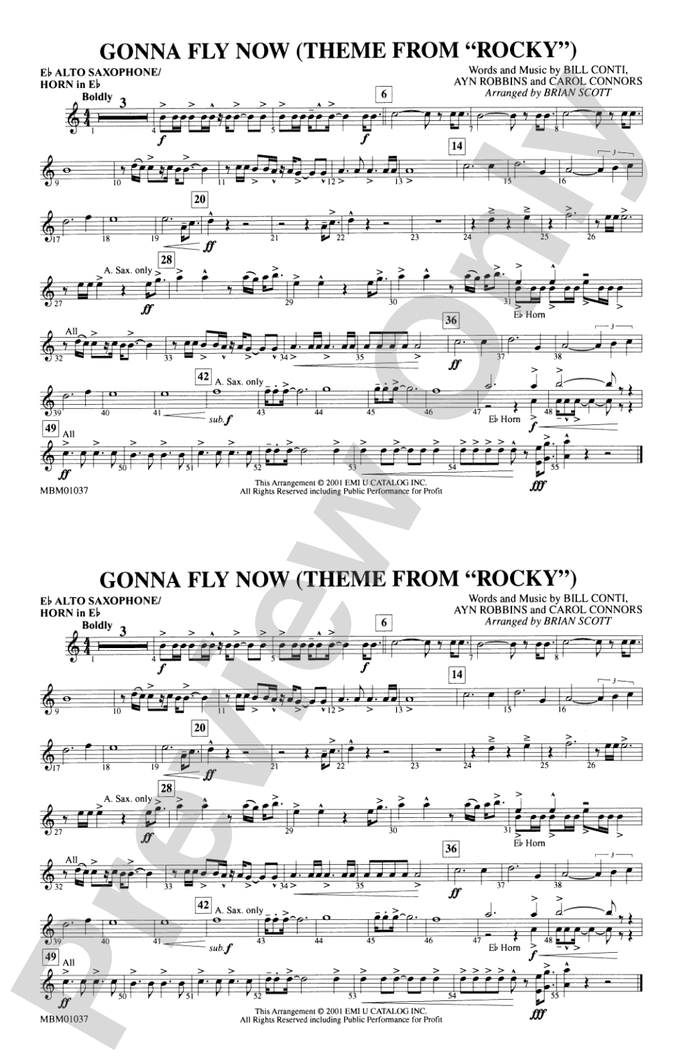 Gonna Fly Now (Theme from Rocky): E-flat Alto Saxophone