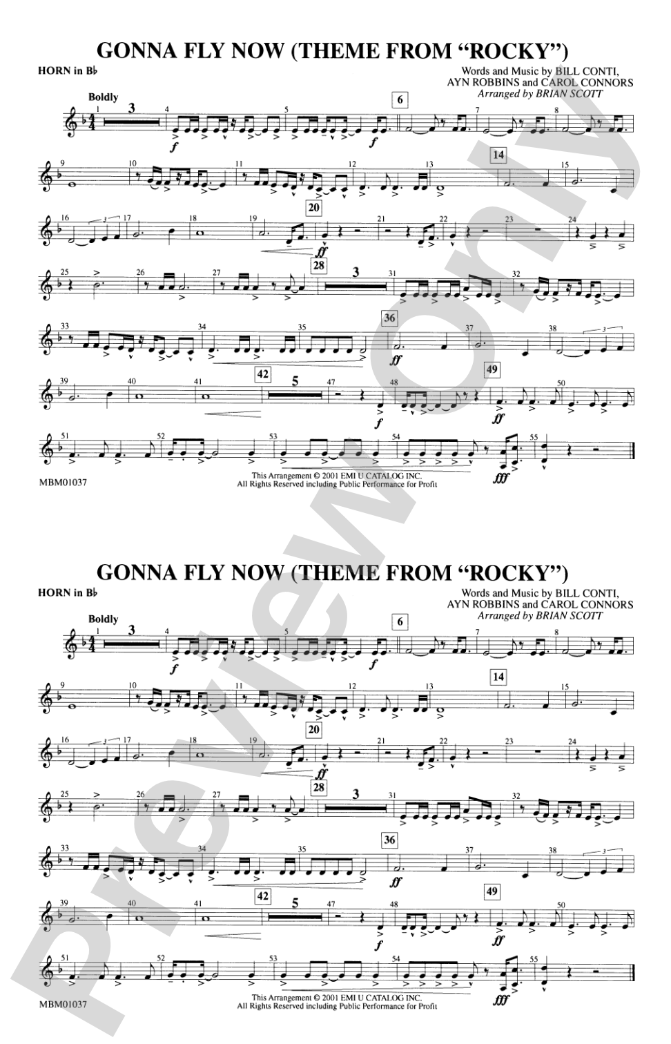 Gonna Fly Now (Theme from Rocky): Horn in B flat