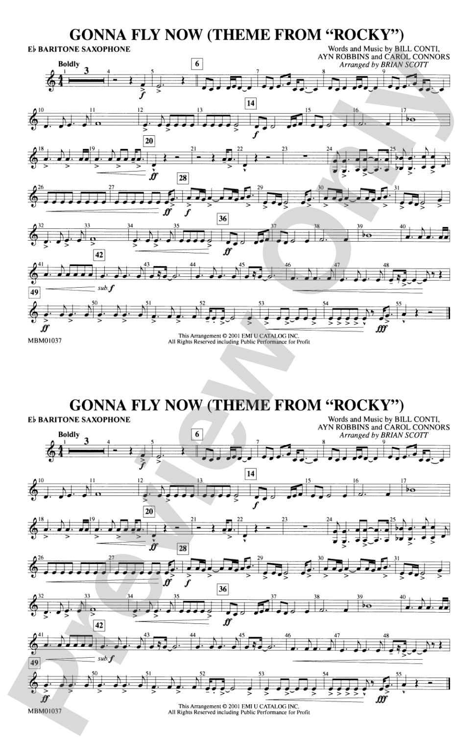 Gonna Fly Now (Theme from Rocky): E-flat Baritone Saxophone