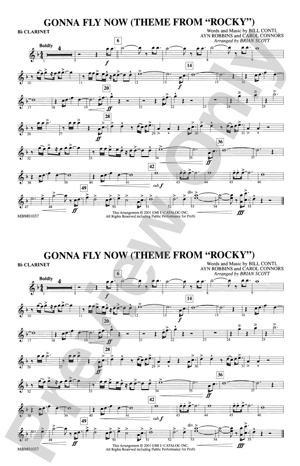 Gonna Fly Now (Theme from Rocky): 1st B-flat Clarinet