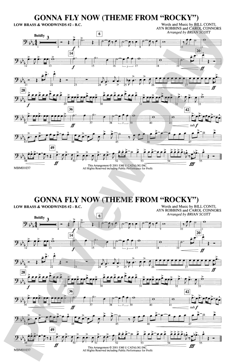 Gonna Fly Now (Theme from Rocky): Low Brass & Woodwinds #2 - Bass Clef