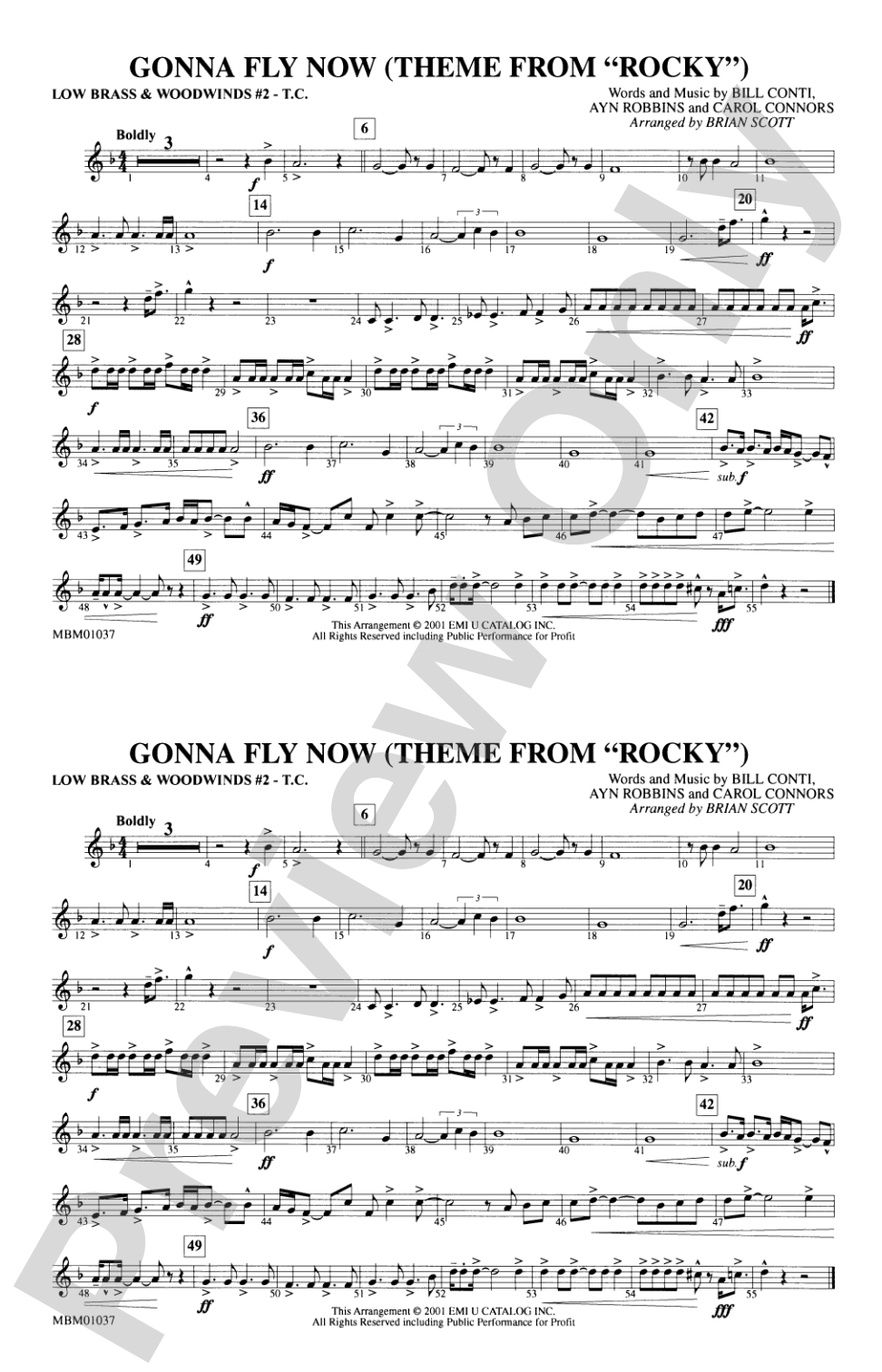 Gonna Fly Now (Theme from Rocky): Low Brass & Woodwinds #2 - Treble Clef