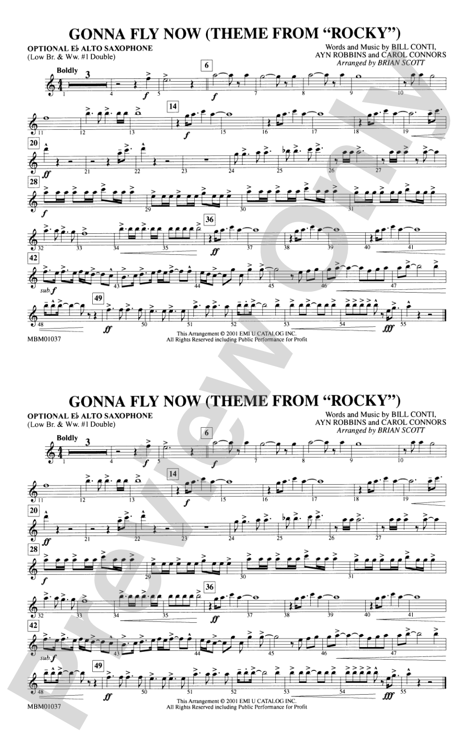 Gonna Fly Now (Theme from Rocky): Optional Alto Sax