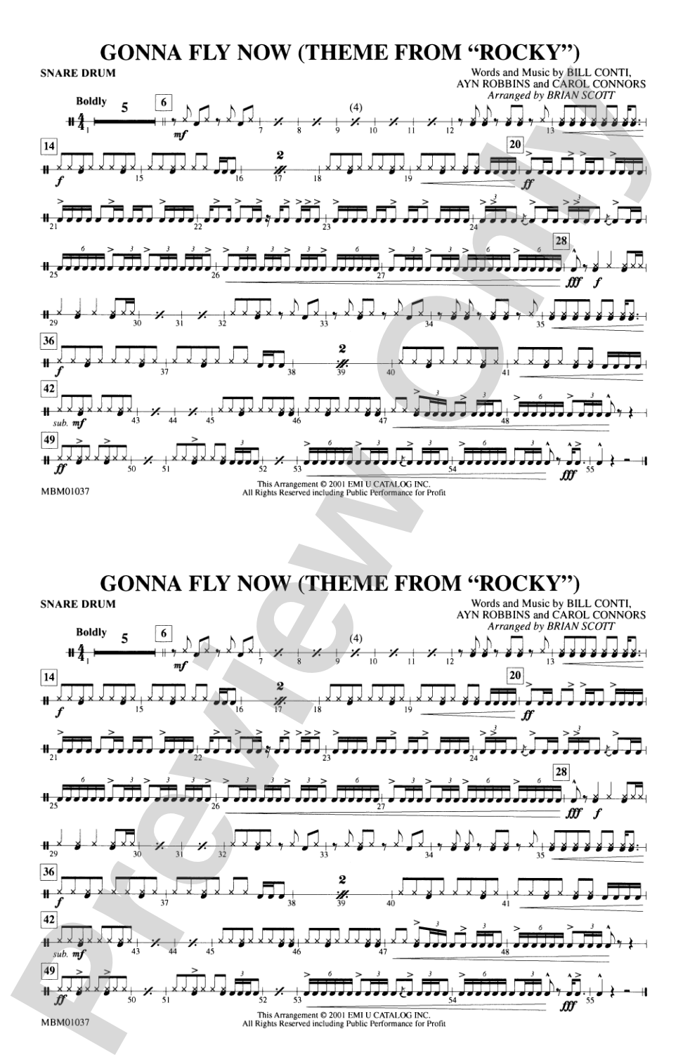 Gonna Fly Now (Theme from Rocky): Snare Drum