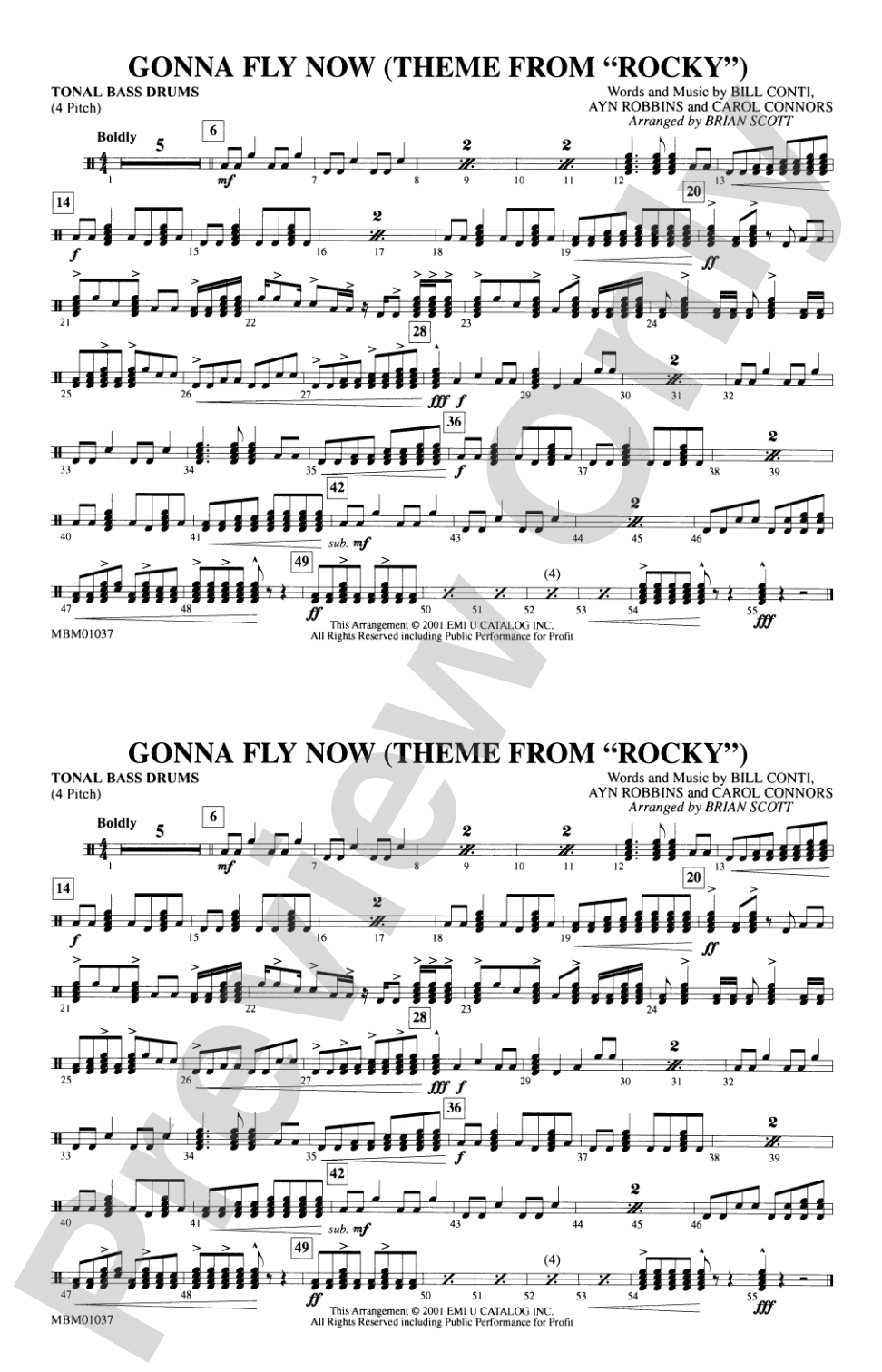 Gonna Fly Now (Theme from Rocky): Tonal Bass Drum