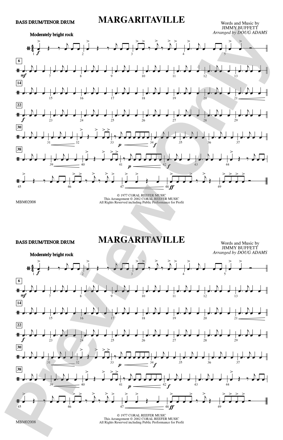 Margaritaville: Bass Drum/Tenor Drum