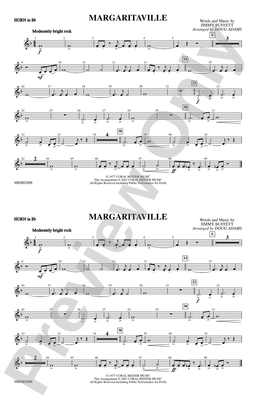 Margaritaville: Horn in B flat