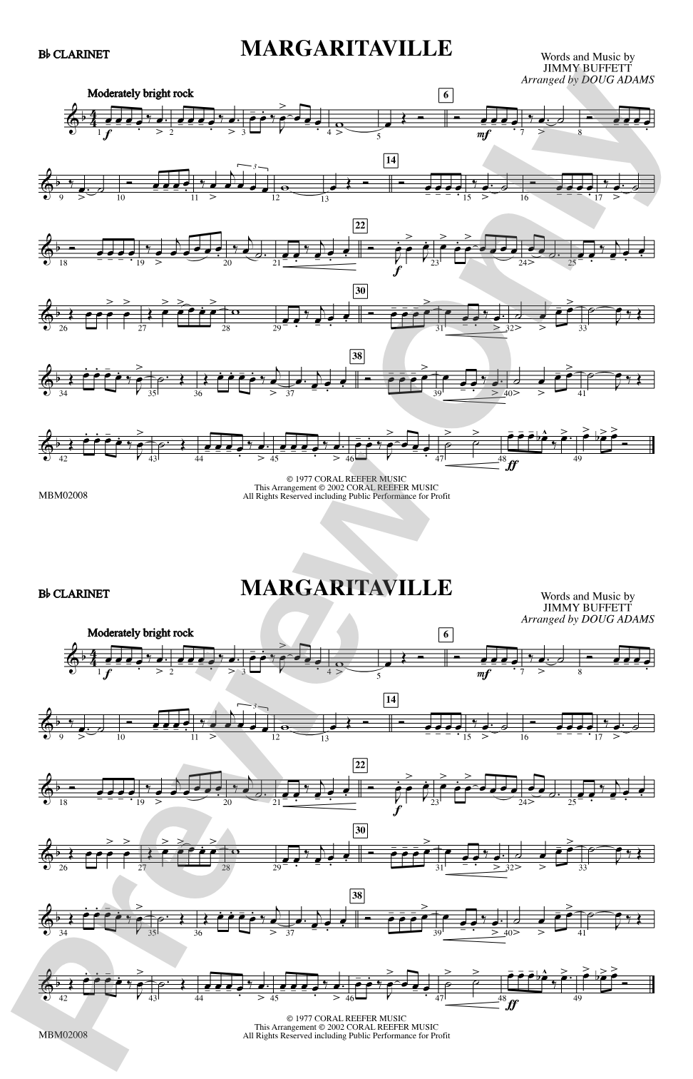 Margaritaville: 1st B-flat Clarinet