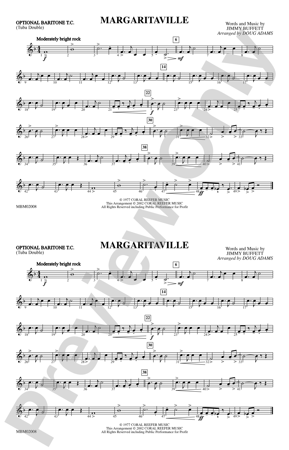 Margaritaville: Optional Baritone T.C. (Tuba Double)