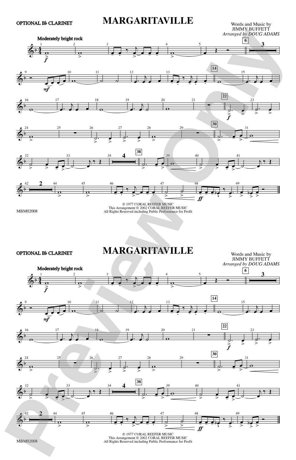 Margaritaville: Optional Bb Clarinet