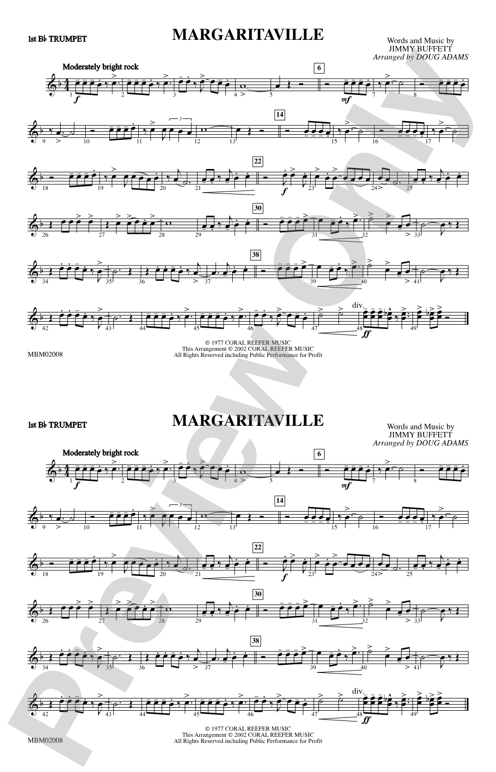 Margaritaville: 1st B-flat Trumpet