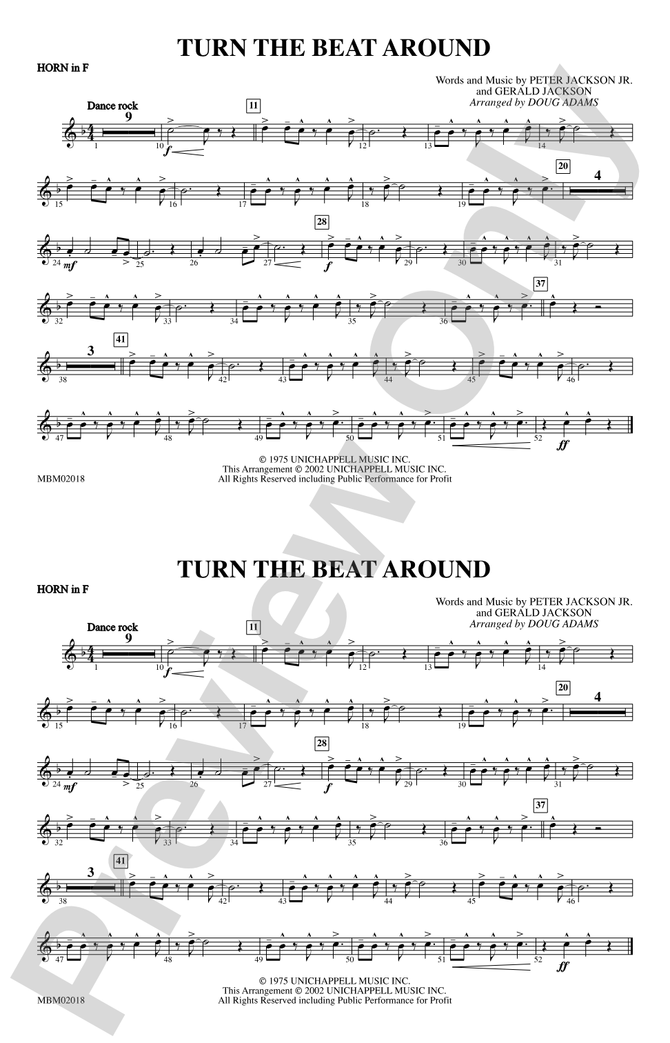 Turn the Beat Around: 1st F Horn