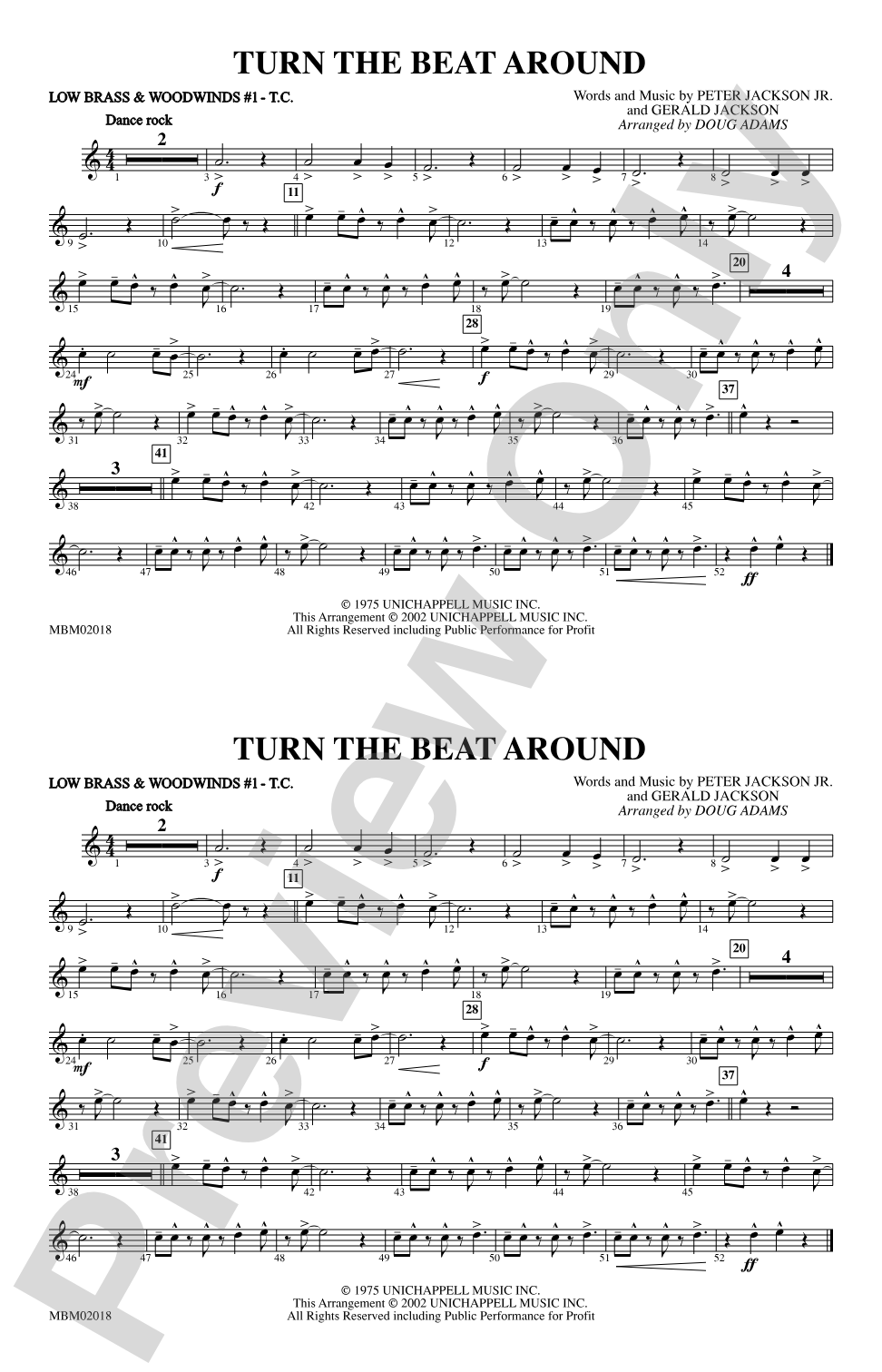 Turn the Beat Around: Low Brass & Woodwinds #1 - Treble Clef