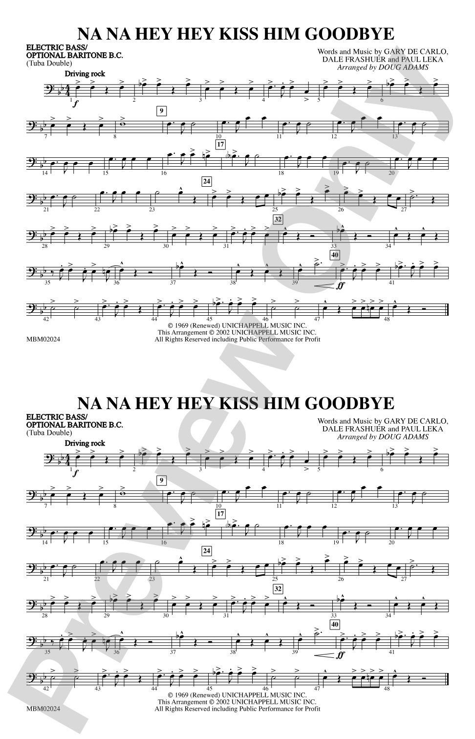 Na Na Hey Hey Kiss Him Goodbye: Electric Bass