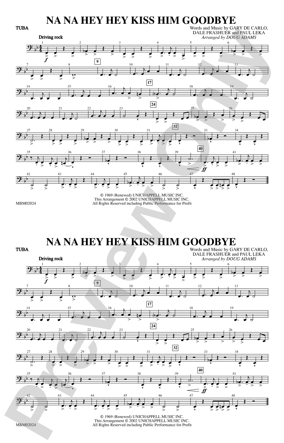 Na Na Hey Hey Kiss Him Goodbye: Tuba
